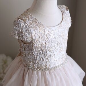 Girls Gold & Blush Formal Party Dress Flower Girl Special Occasion Biscotti NWOT